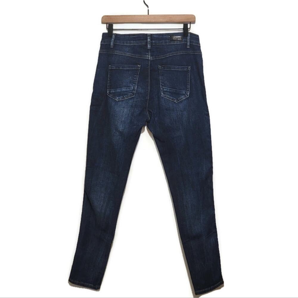 Elan High Rise Beaded Seam Dark Wash Stretch Skinny Blue Denim Jean Size L - Picture 7 of 11